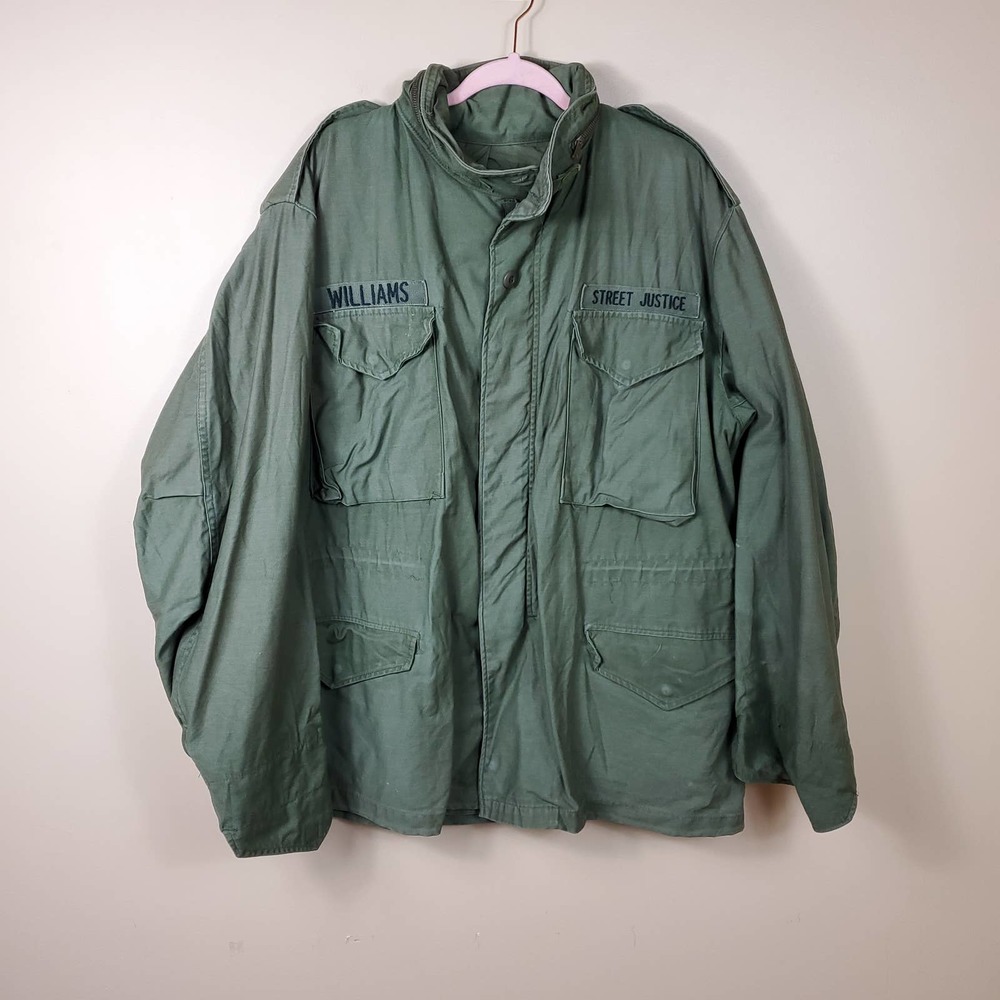 Vintage Military Field Coat Cold Weather Jacket in Green Size L